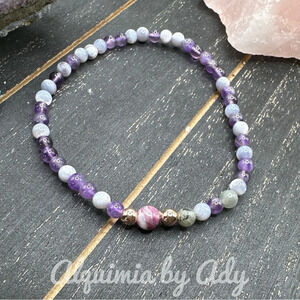Lepidolite and amethyst super dainty bracelet